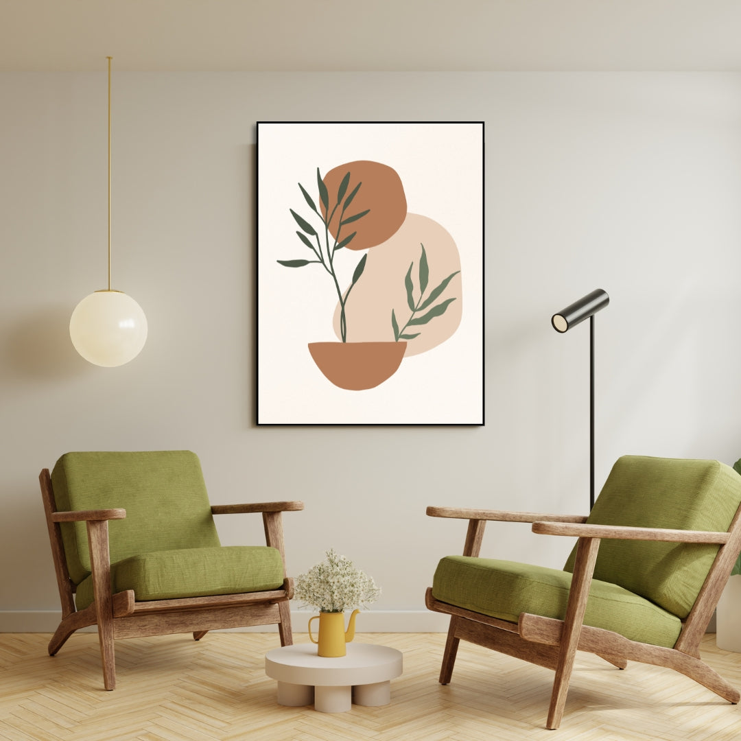 Bohemian plant in aarde tinten - AkoestischeMuur
