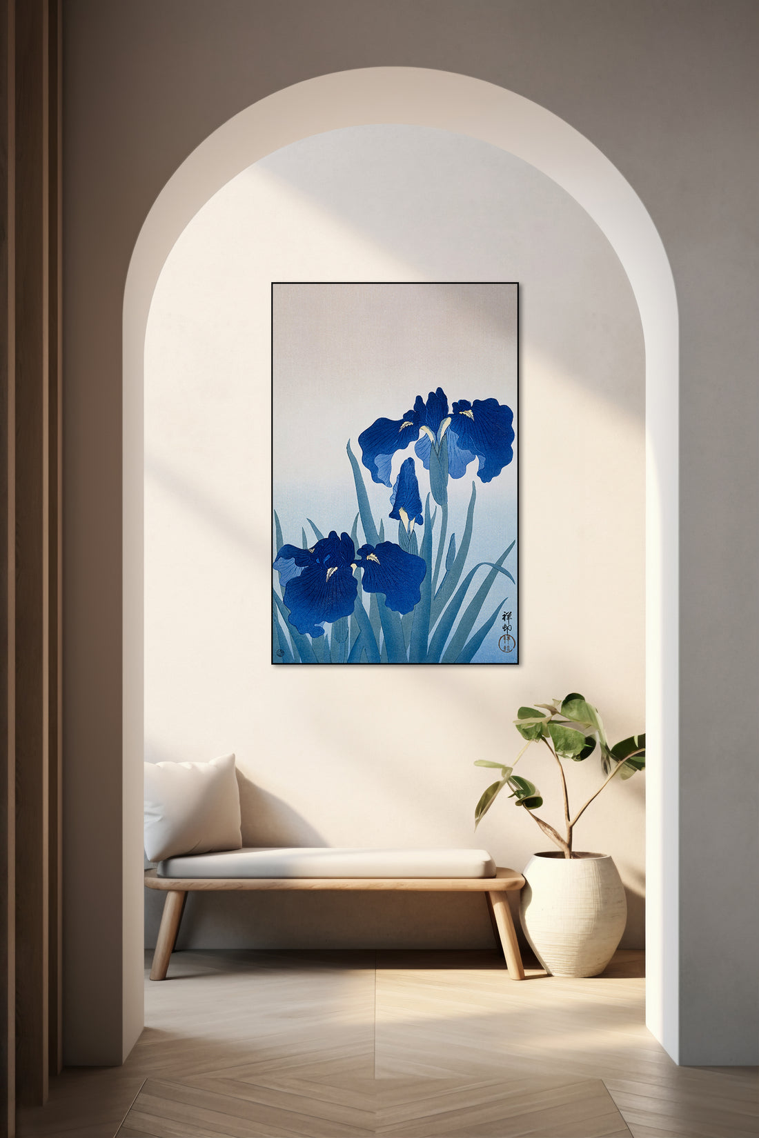Akoestisch schilderij met Irissen – bloemen natuurfoto