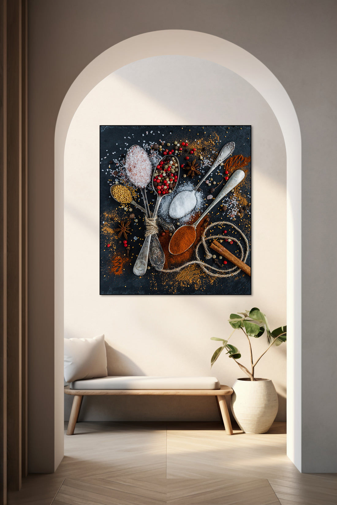 Akoestisch schilderij met Kruiden in Lepels