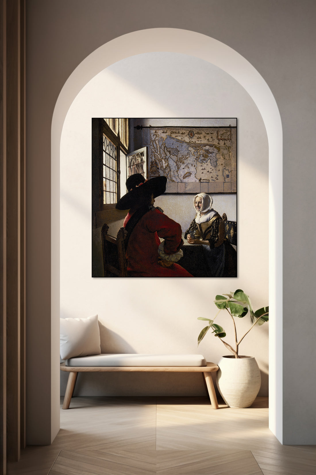 Akoestisch schilderij met Officier met lachend meisje - Hal