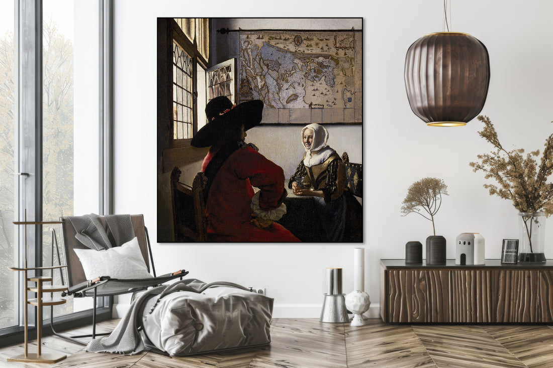 Akoestisch schilderij met Officier met lachend meisje - Hal
