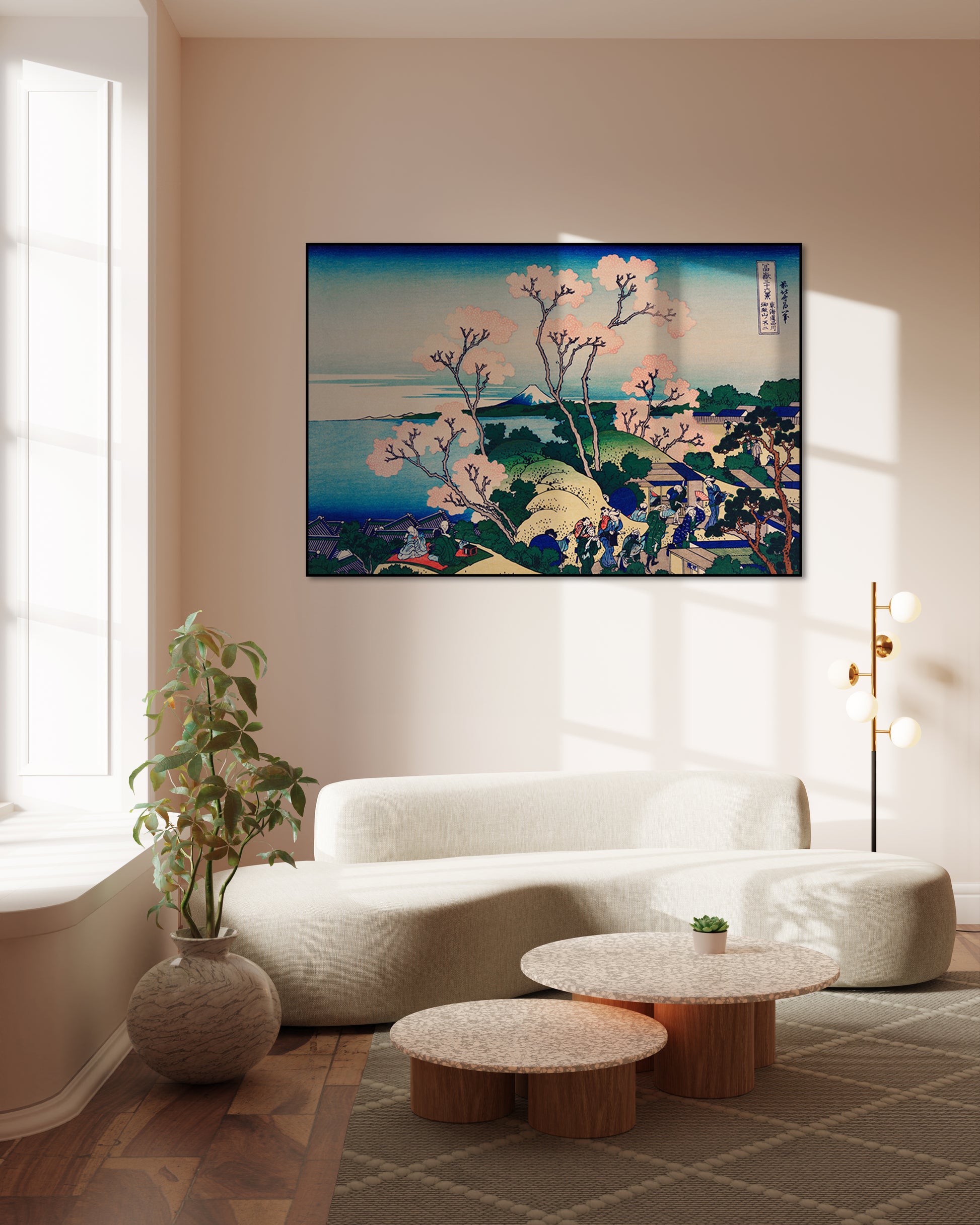 Akoestisch schilderij met Shinagawa aan de Tokaido - Woonkamer 2