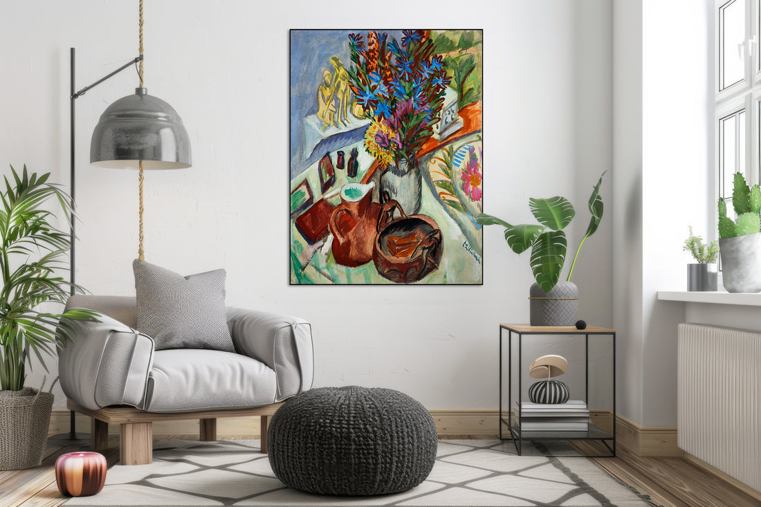 Akoestisch schilderij met Stilleven met Kan en Afrikaanse Kom