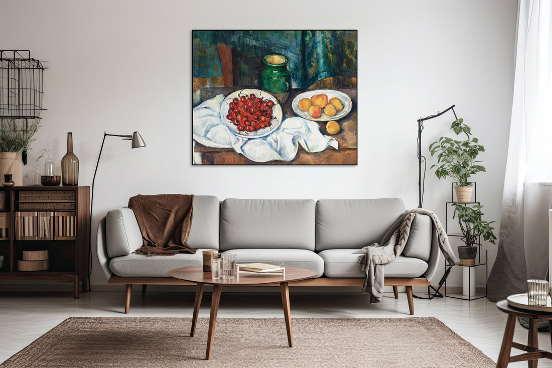 Akoestisch schilderij met Stilleven met Kersen en Perziken