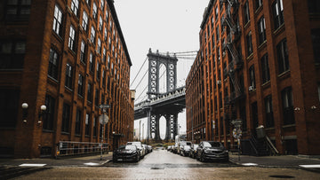 Akoestisch schilderij met Uitzicht op Manhattan via Dumbo