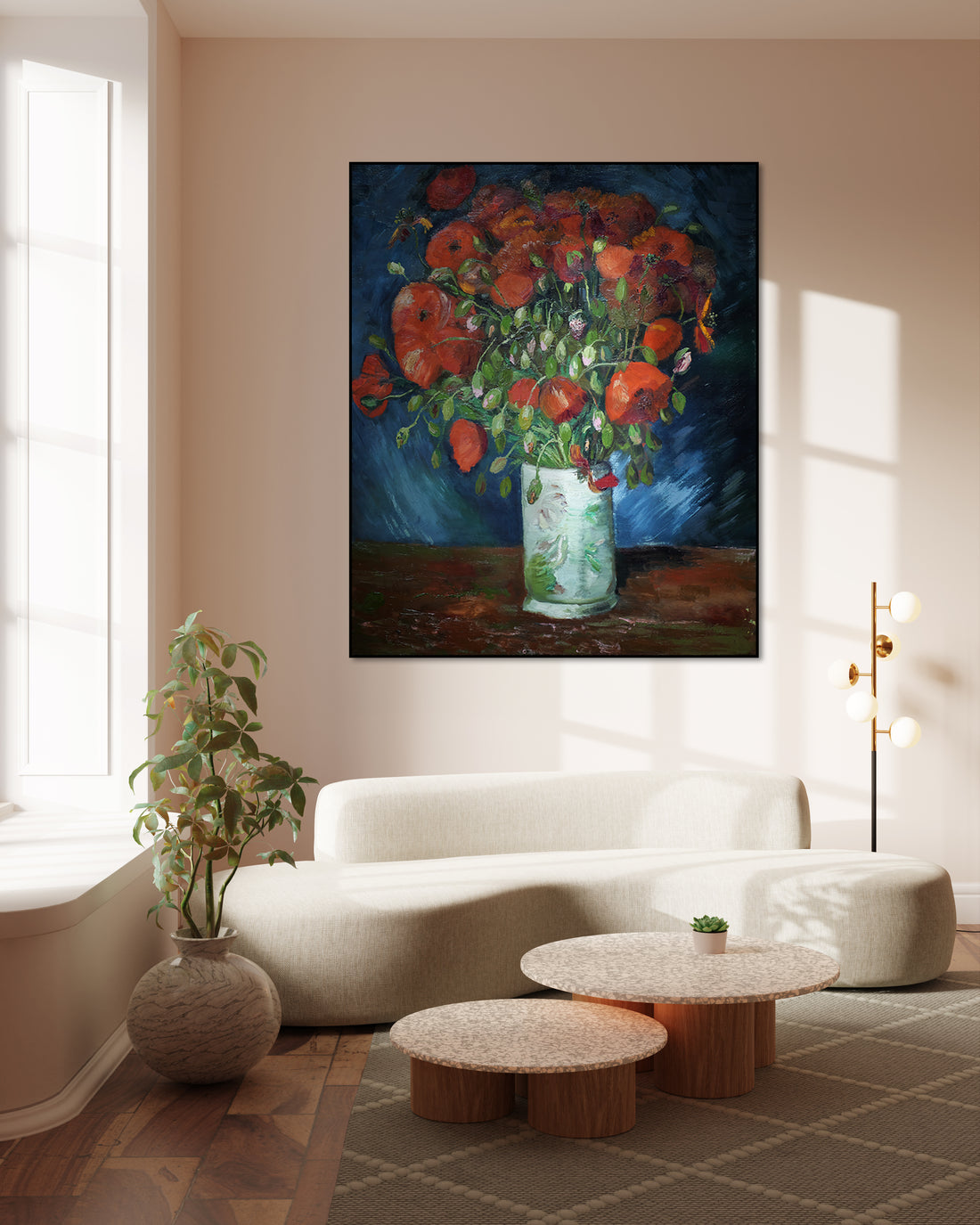 Akoestisch schilderij met Vaas met klaprozen