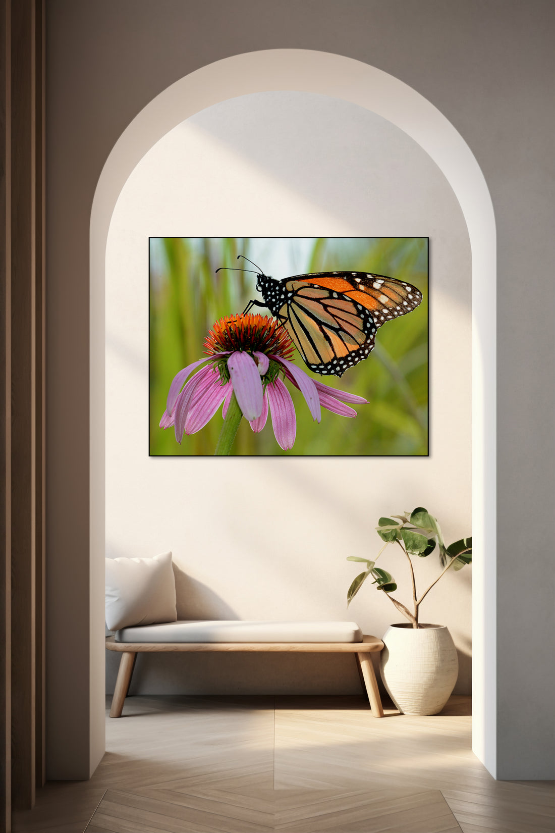 Akoestisch schilderij met Paarse zonnehoed – natuurfoto
