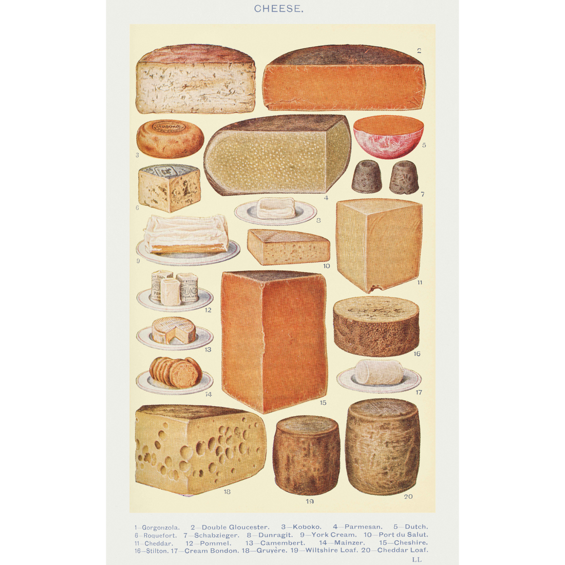 Vintage kaas kaart - AkoestischeMuur