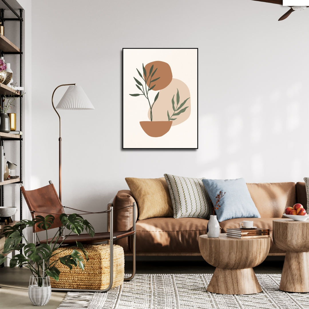 Bohemian plant in aarde tinten - AkoestischeMuur