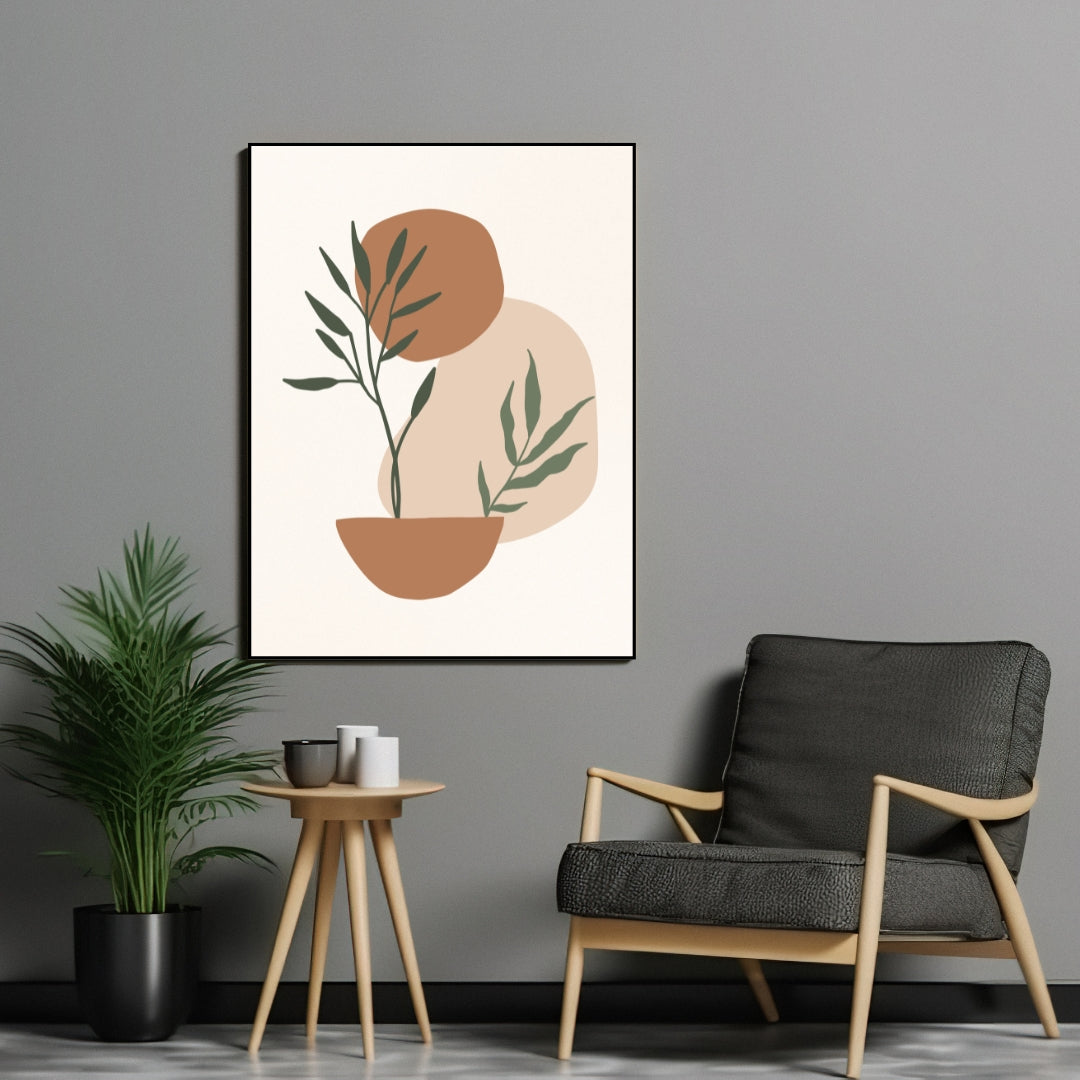 Bohemian plant in aarde tinten - AkoestischeMuur