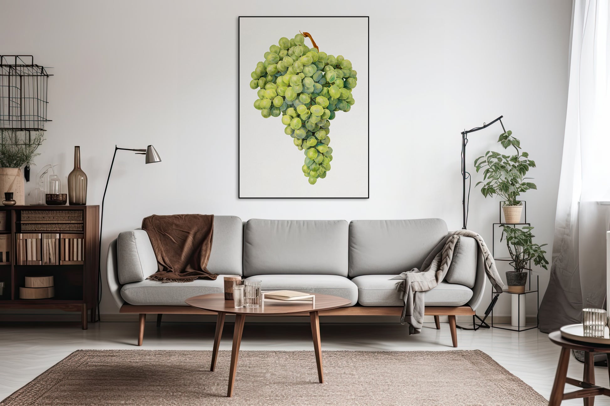 Akoestisch schilderij met Vintage tros groene druiven - Woonkamer 3