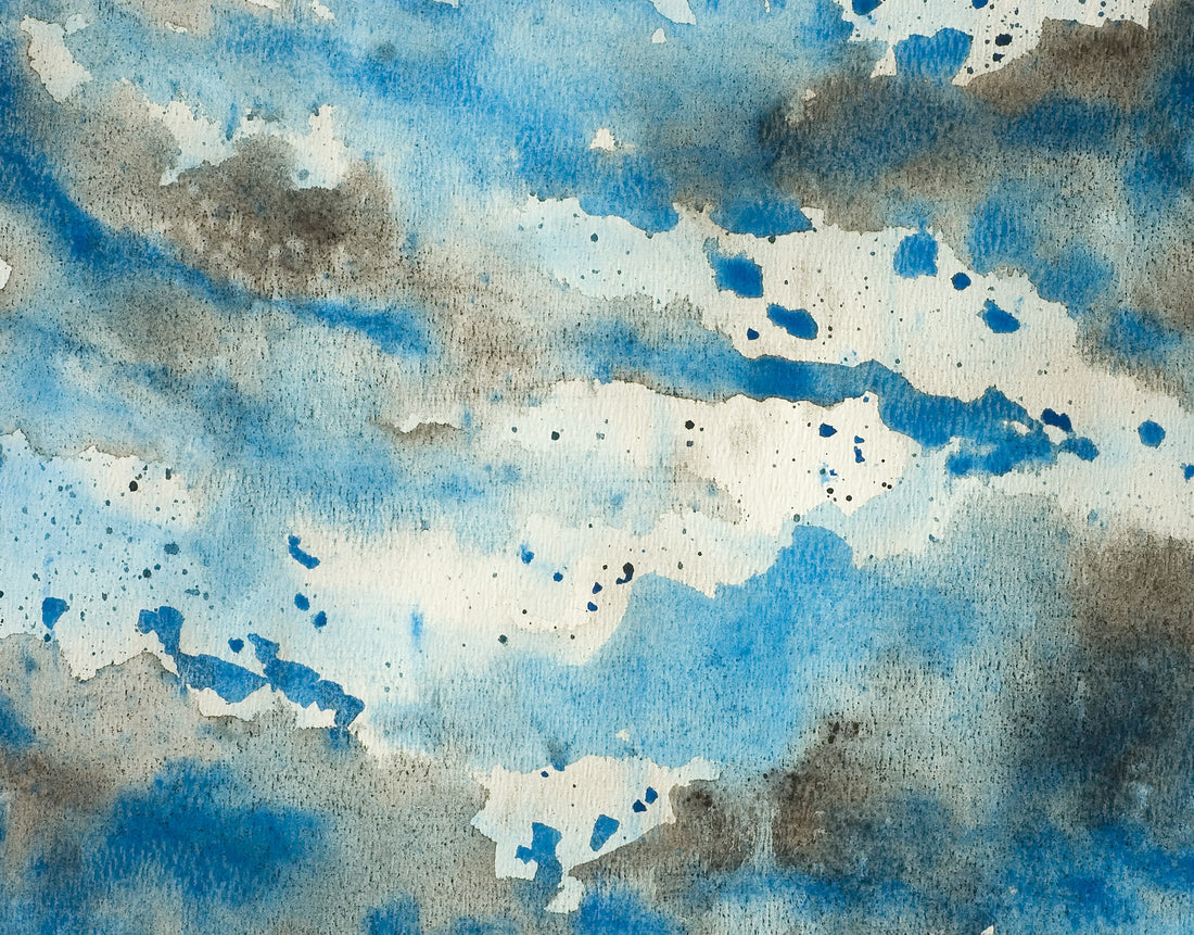 Abstract waterverf blauwe wolken - AkoestischeMuur