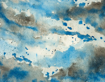 Abstract waterverf blauwe wolken - AkoestischeMuur