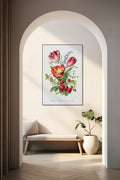 Akoestisch schilderij met Aardbei, Reseda, Tulp en Blauwe Klokjes - Bloementaal - Hal
