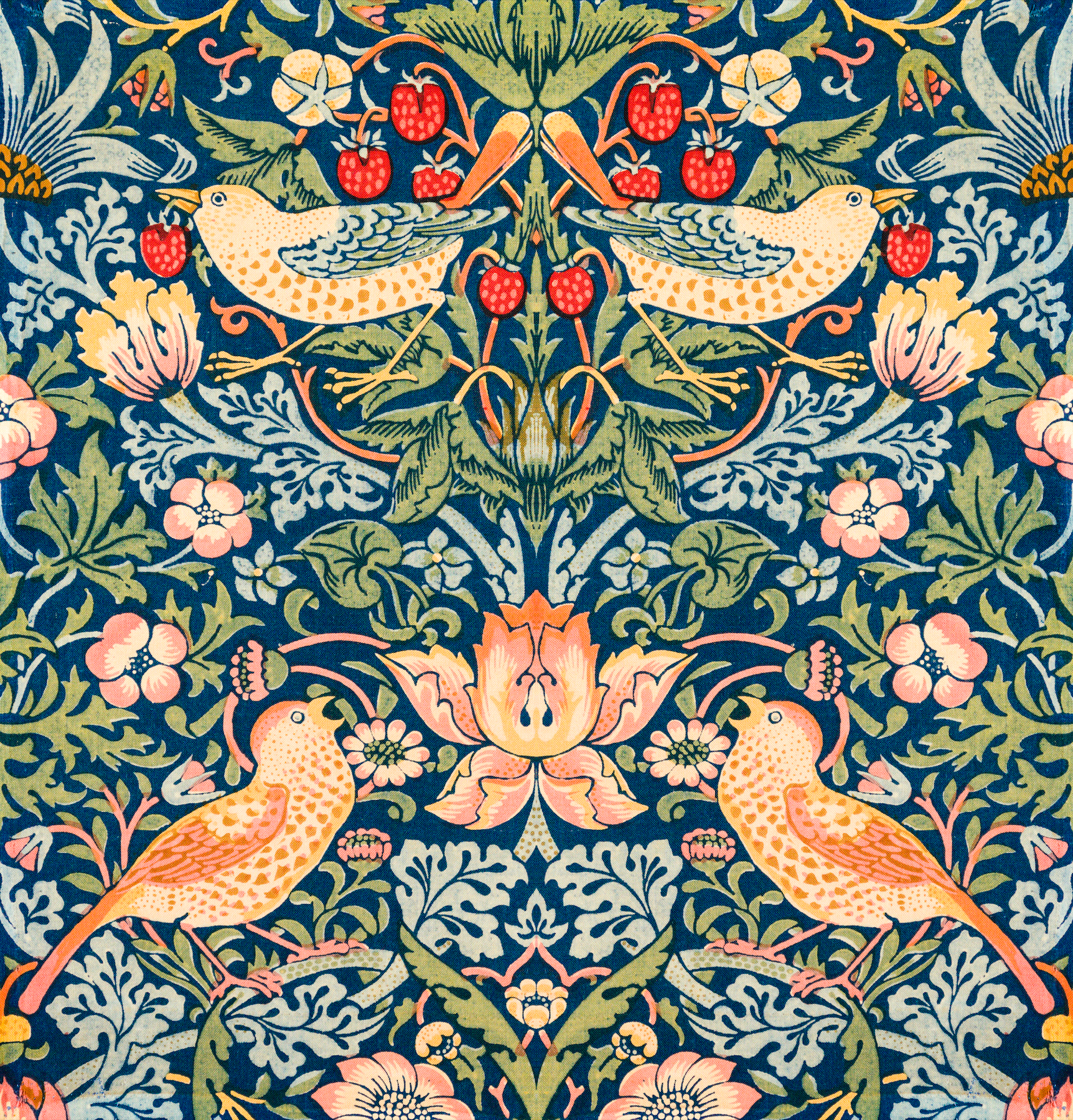 Akoestisch schilderij met Aardbeienrover Patroon - William Morris