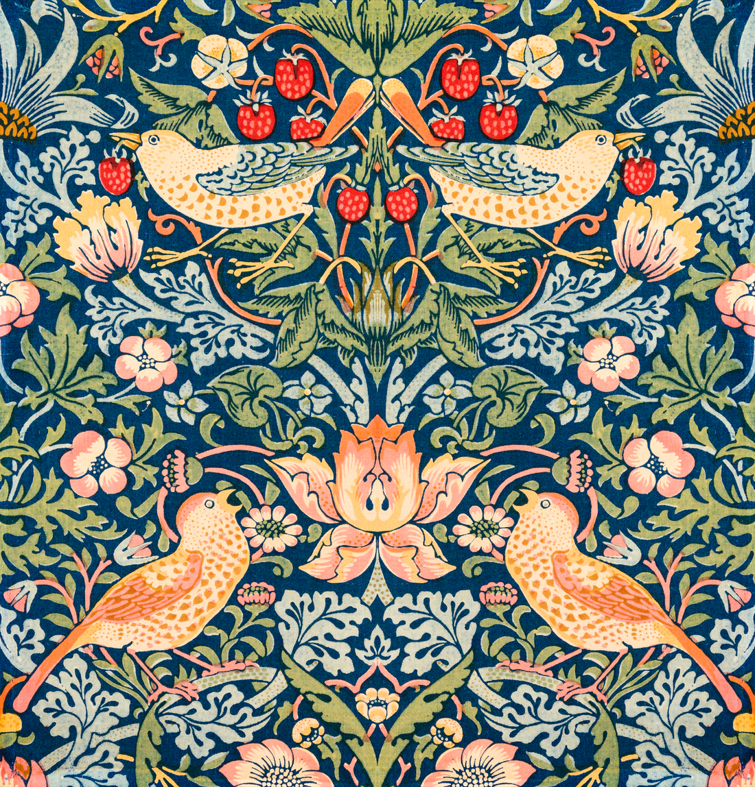 Akoestisch schilderij met Aardbeienrover Patroon - William Morris