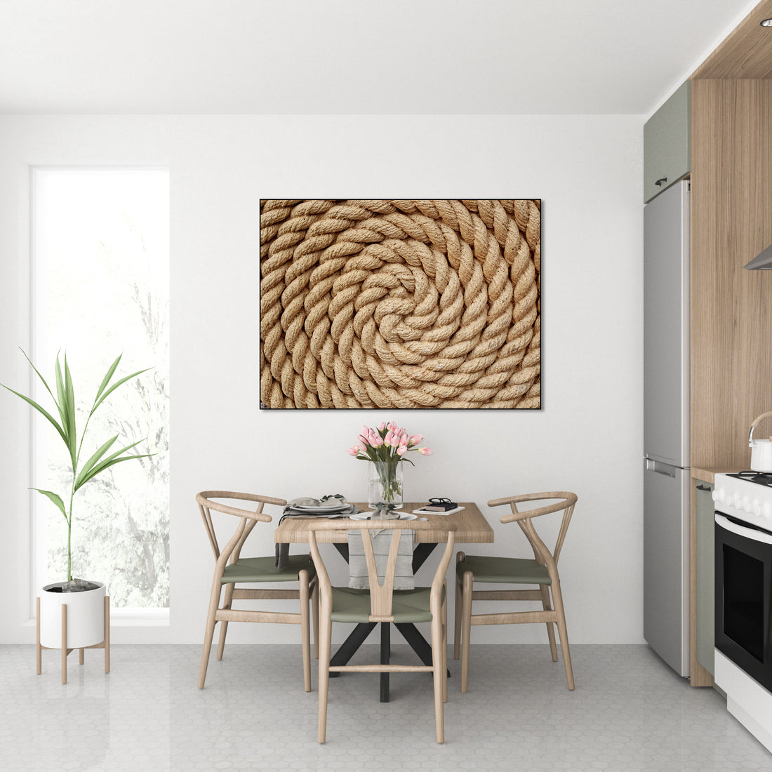 Akoestisch schilderij met Abstract opgerolde Touw