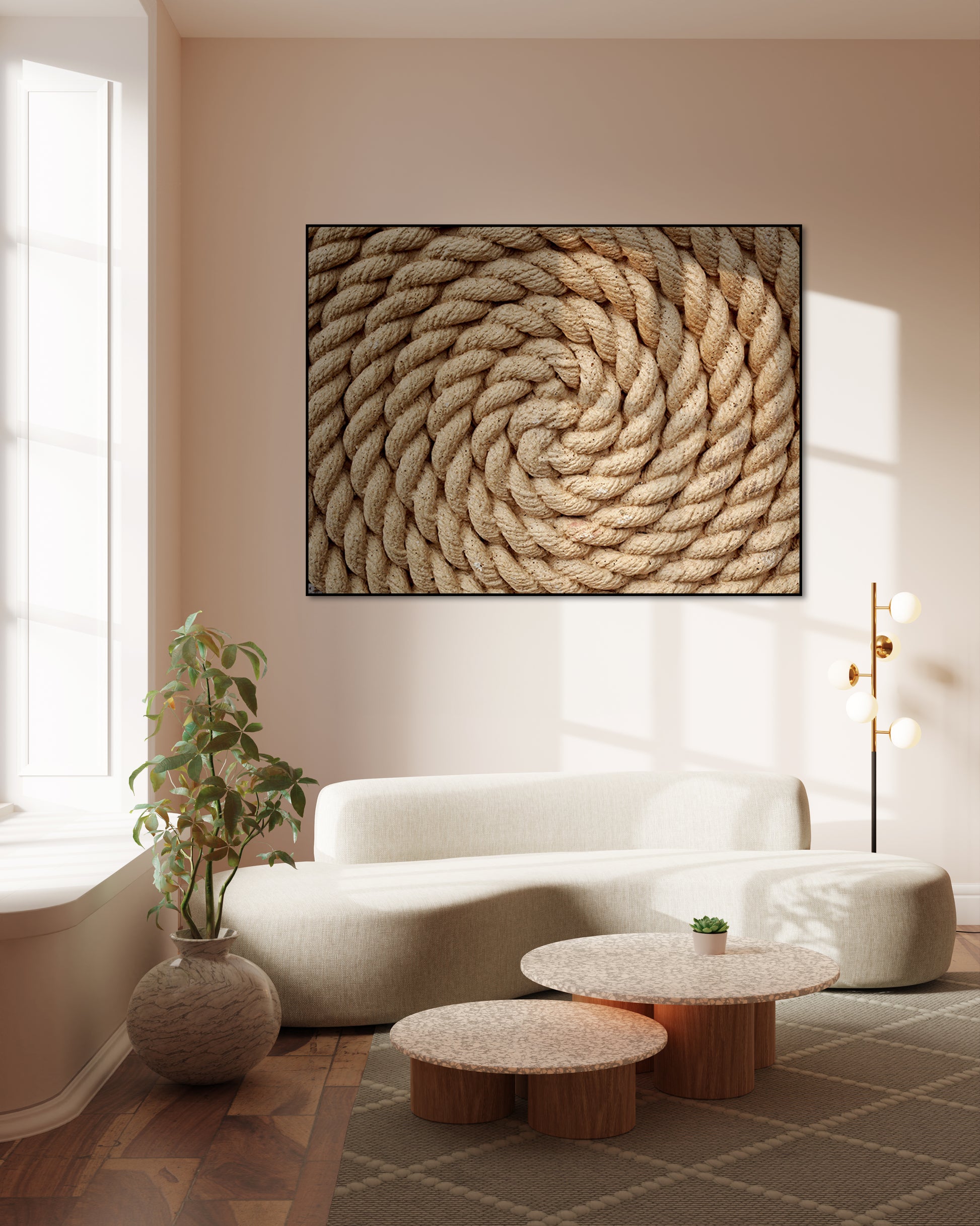 Akoestisch schilderij met Abstract opgerolde Touw - Woonkamer