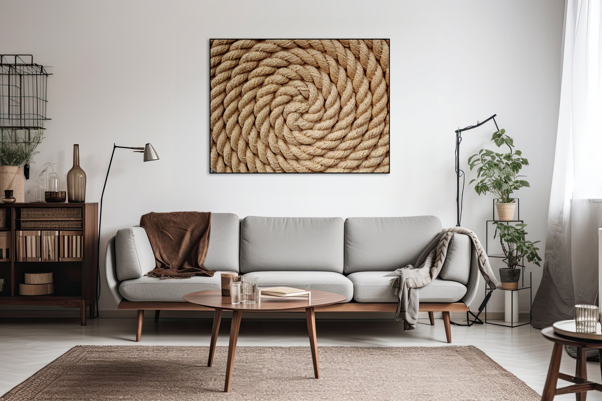 Akoestisch schilderij met Abstract opgerolde Touw - Woonkamer 2