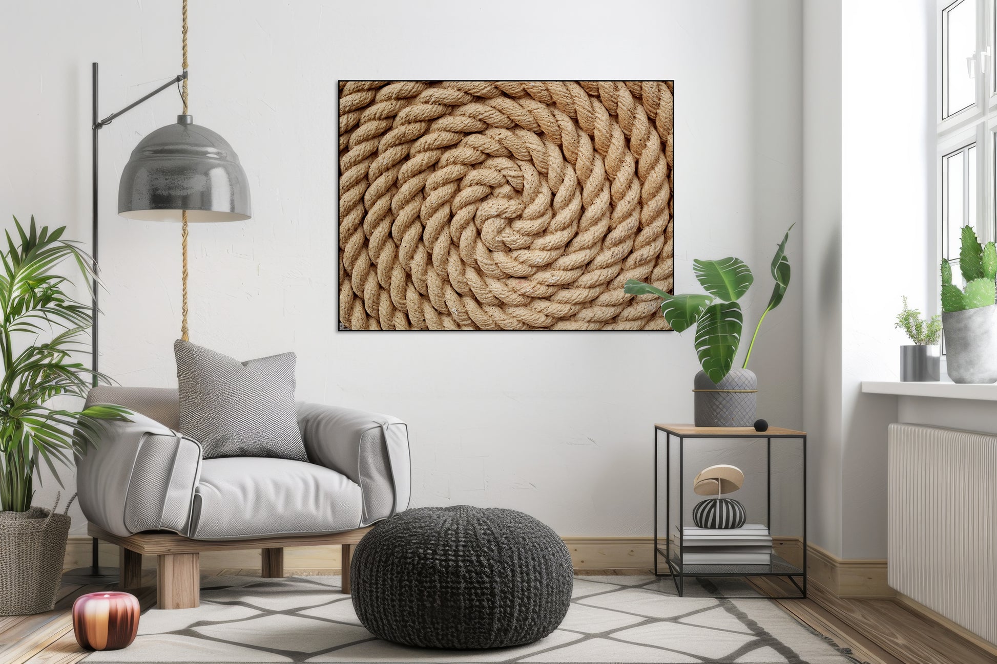 Akoestisch schilderij met Abstract opgerolde Touw - Woonkamer 3