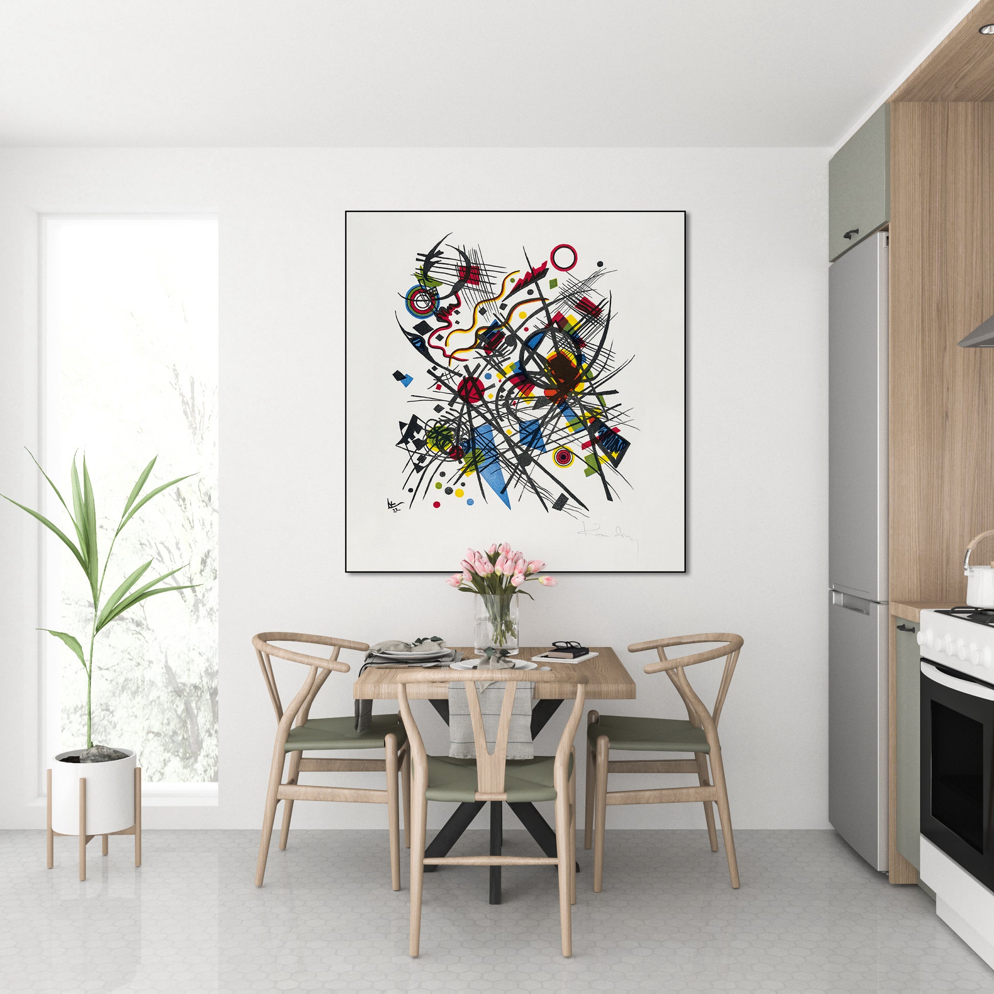 Akoestisch schilderij met Bauhaus litho – moderne kunst - Kantoor