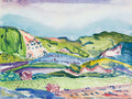 Akoestisch schilderij met Berglandschap met rood huisje