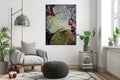 Akoestisch schilderij met Blad met dauw – natuurfotografie - Woonkamer