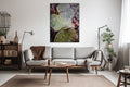 Akoestisch schilderij met Blad met dauw – natuurfotografie - Woonkamer 2