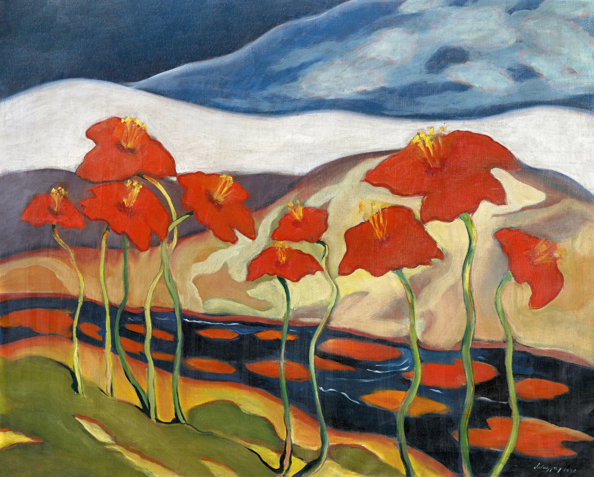 Akoestisch schilderij met Bloemenlandschap Nirvana