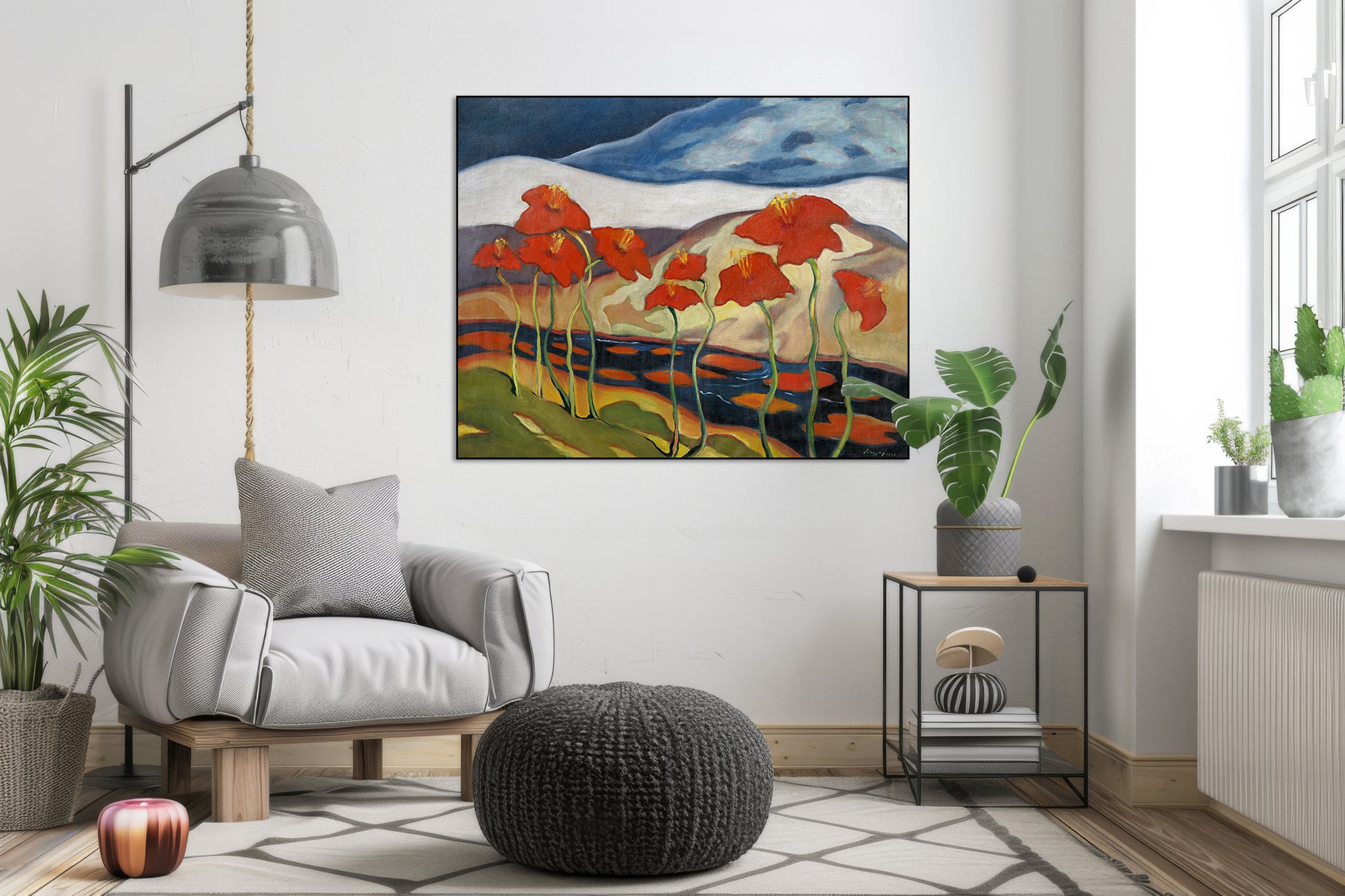 Akoestisch schilderij met Bloemenlandschap Nirvana - Woonkamer
