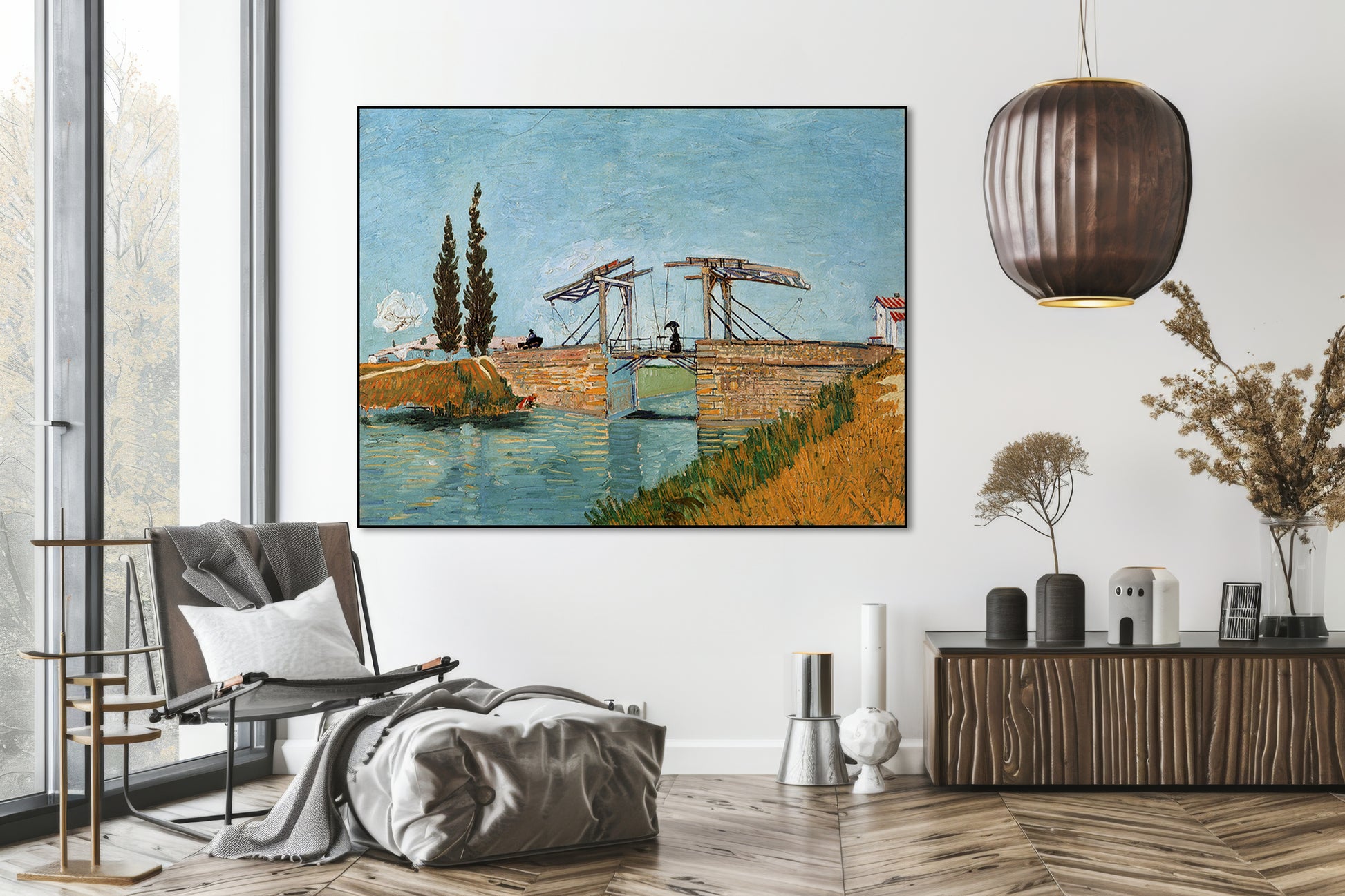 Akoestisch schilderij met Brug van Langlois – Van Gogh - Woonkamer