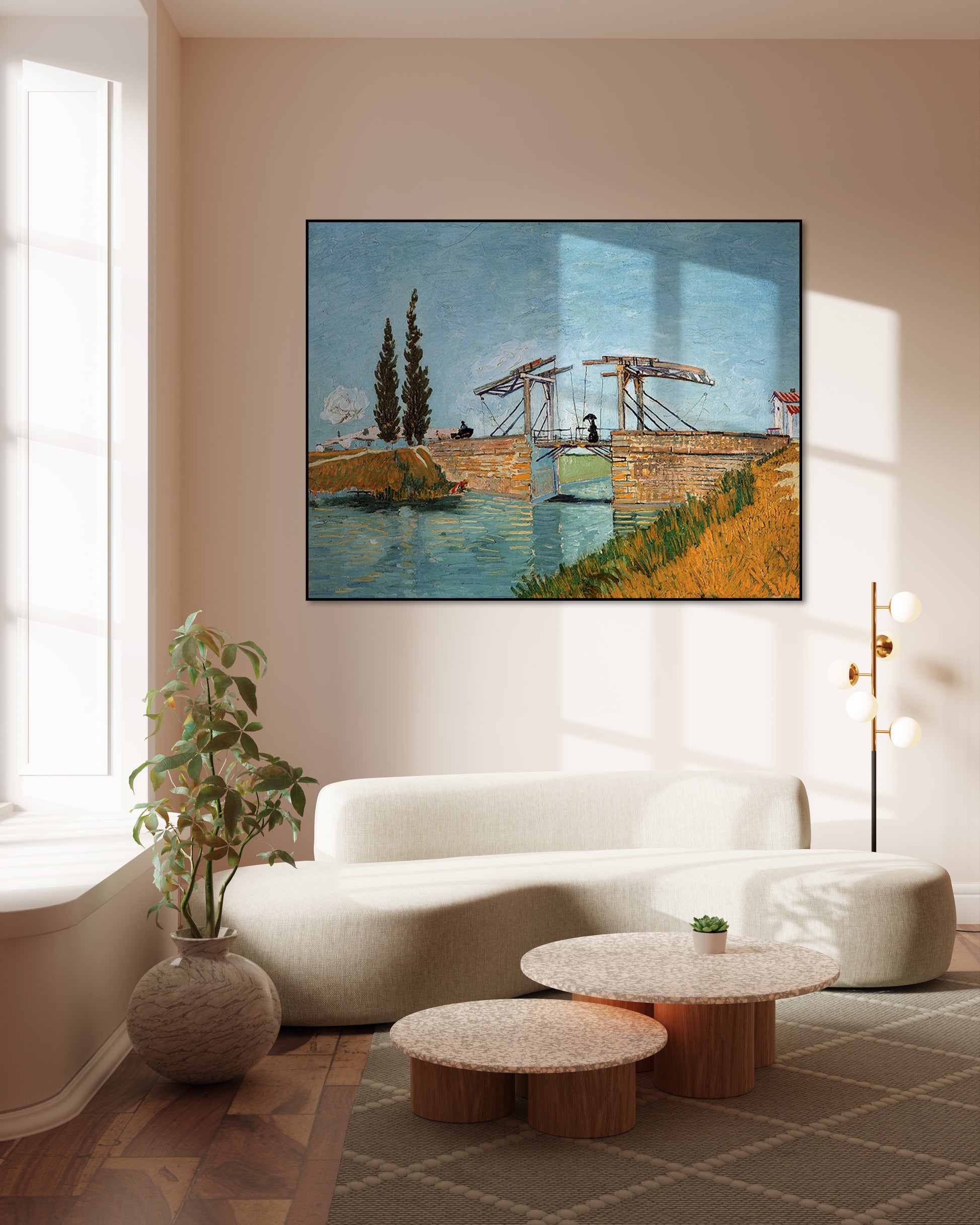 Akoestisch schilderij met Brug van Langlois – Van Gogh - Woonkamer 2