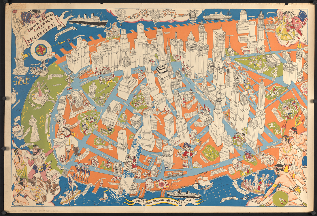 Akoestisch schilderij met Centrum Manhattan – stadsgezicht