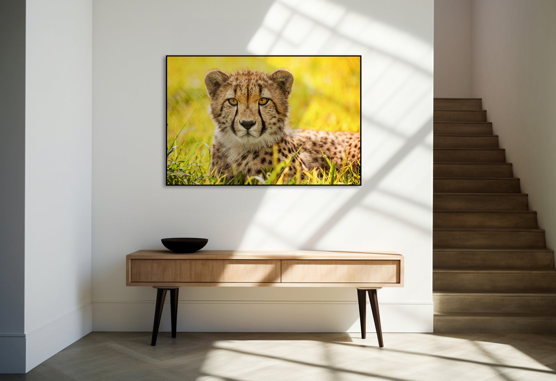 Akoestisch schilderij met Cheetah (2014) door Ronda Gregorio - moderne dierenschildering - Hal