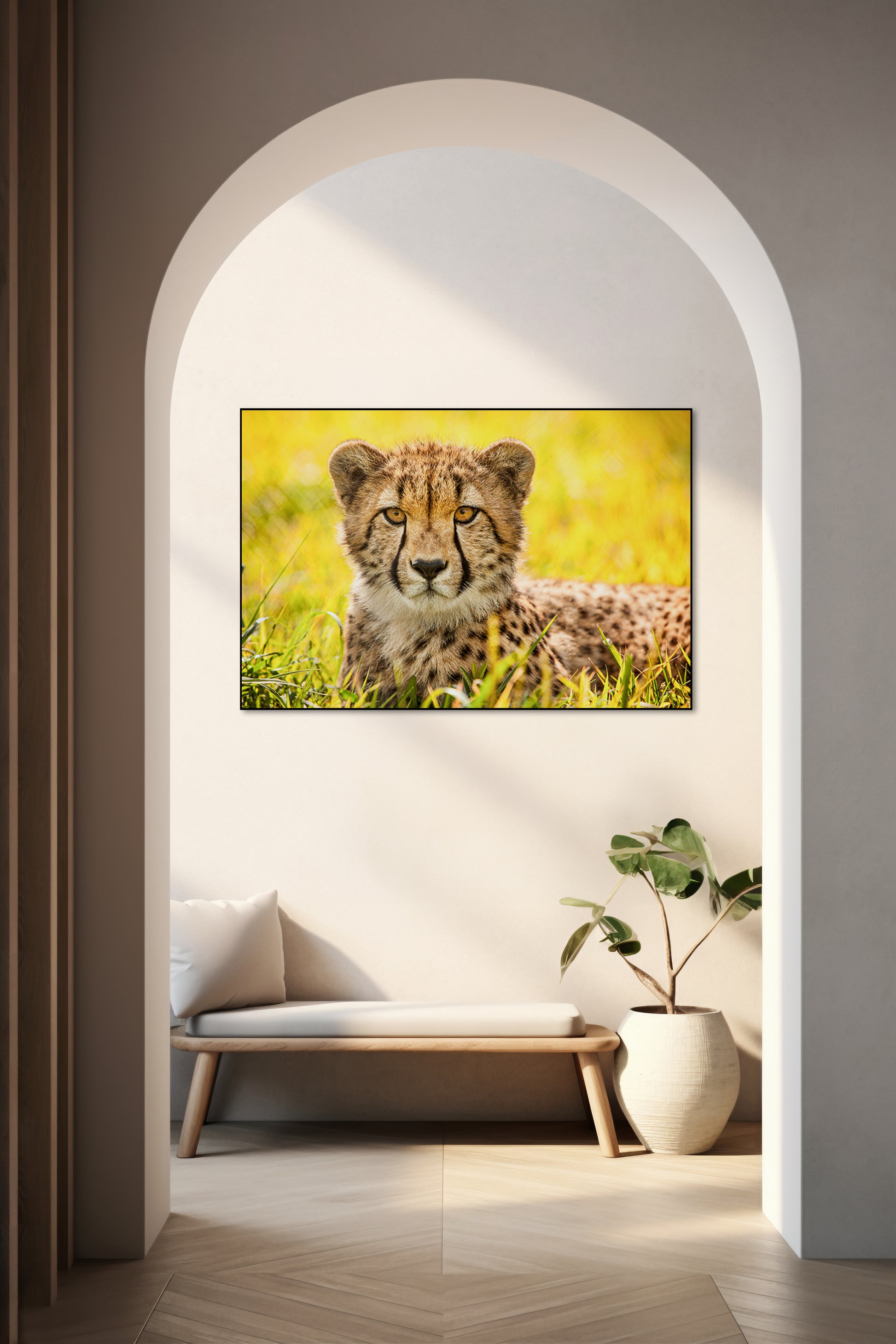 Akoestisch schilderij met Cheetah (2014) door Ronda Gregorio - moderne dierenschildering - Hal 2