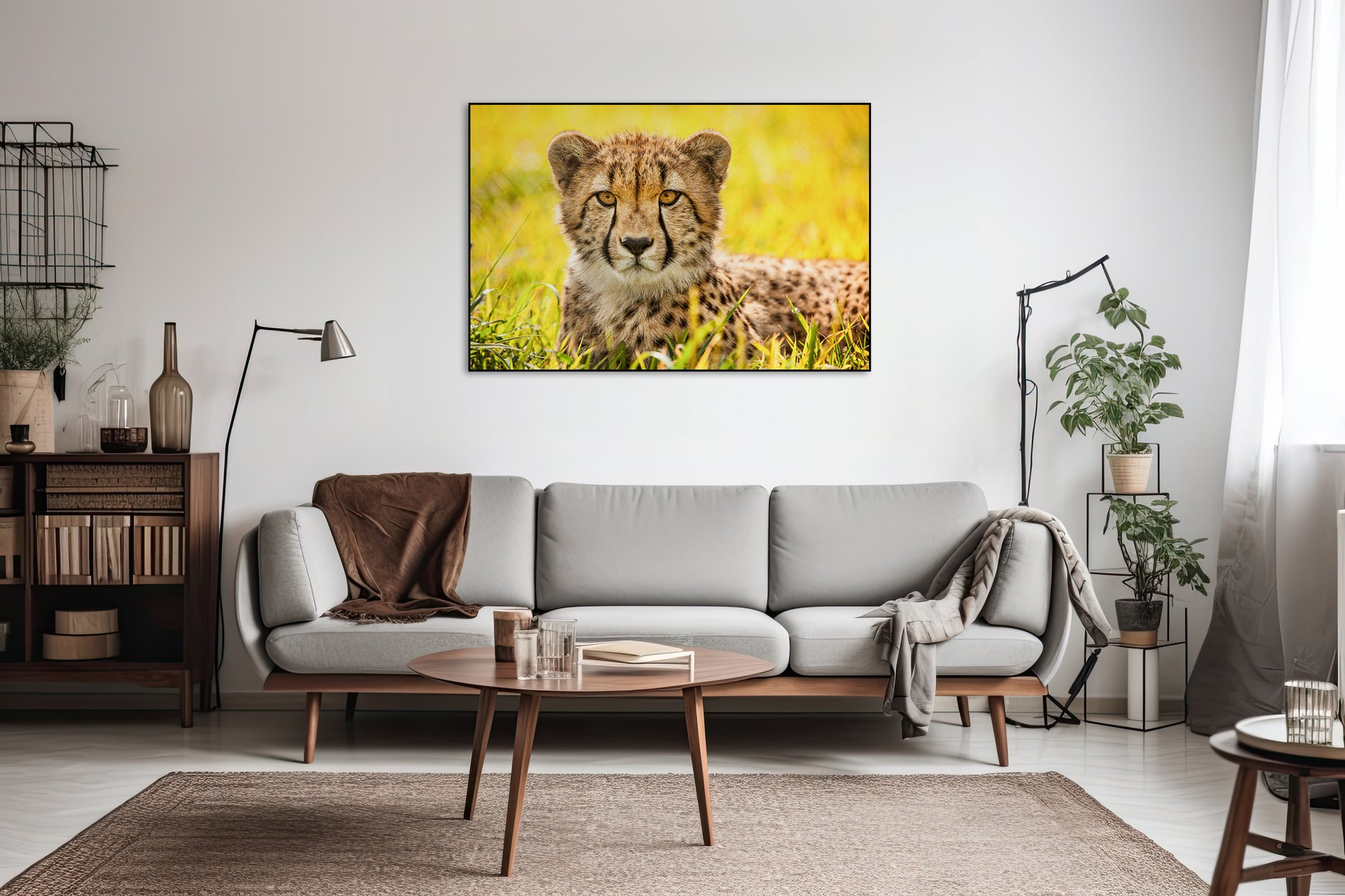 Akoestisch schilderij met Cheetah (2014) door Ronda Gregorio - moderne dierenschildering - Woonkamer