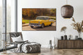 Akoestisch schilderij met Chevrolet in Québec Stad - retro stadsfoto - Woonkamer