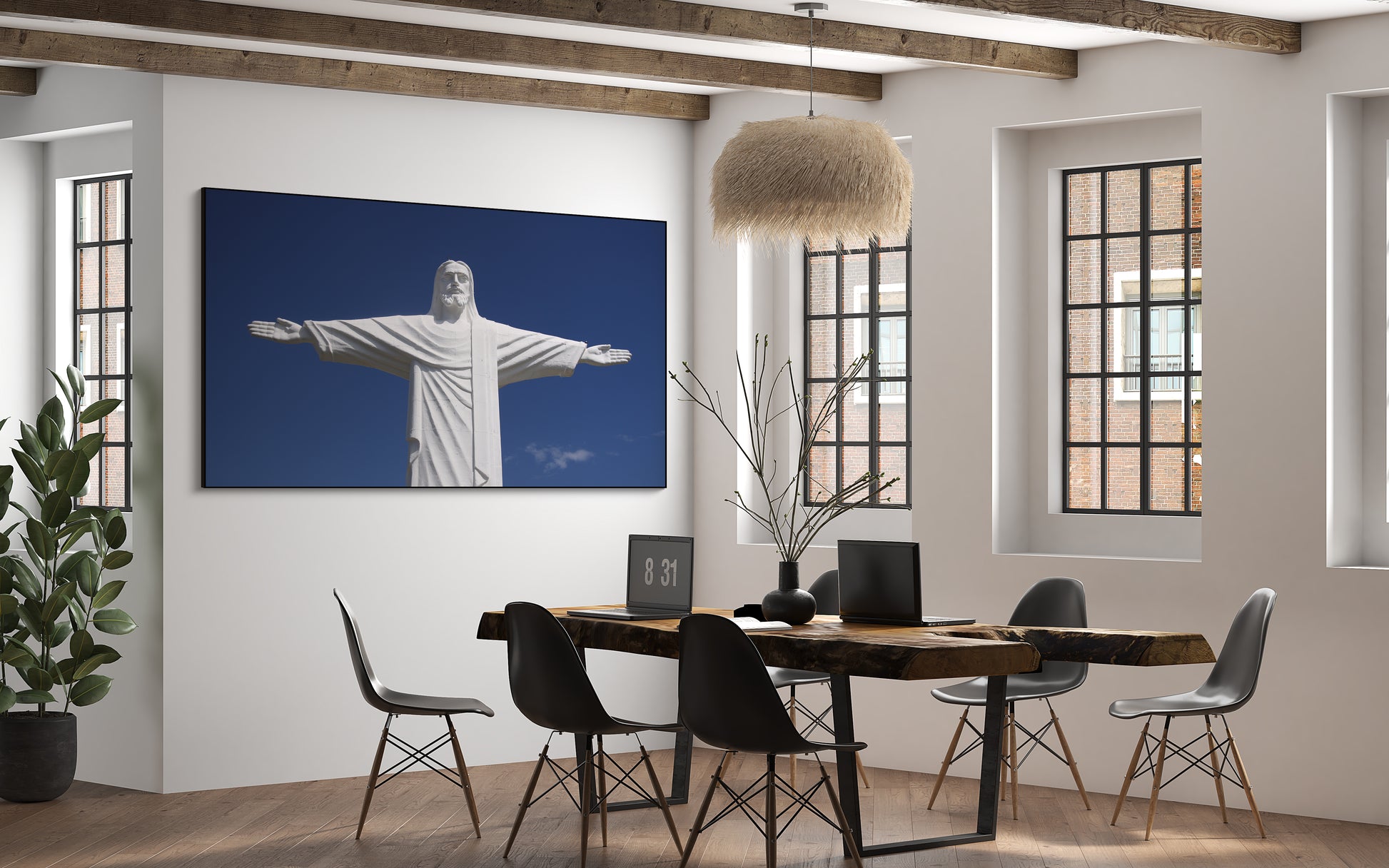 Akoestisch schilderij met Christus de Verlosser in Brazilië - iconisch wereldwonder - Kantoor