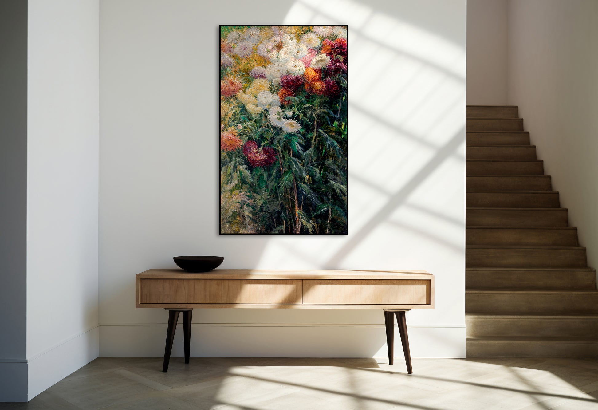 Akoestisch schilderij met Chrysanten in de tuin van Petit-Gennevilliers - impressionistisch schilderij - Hal 2