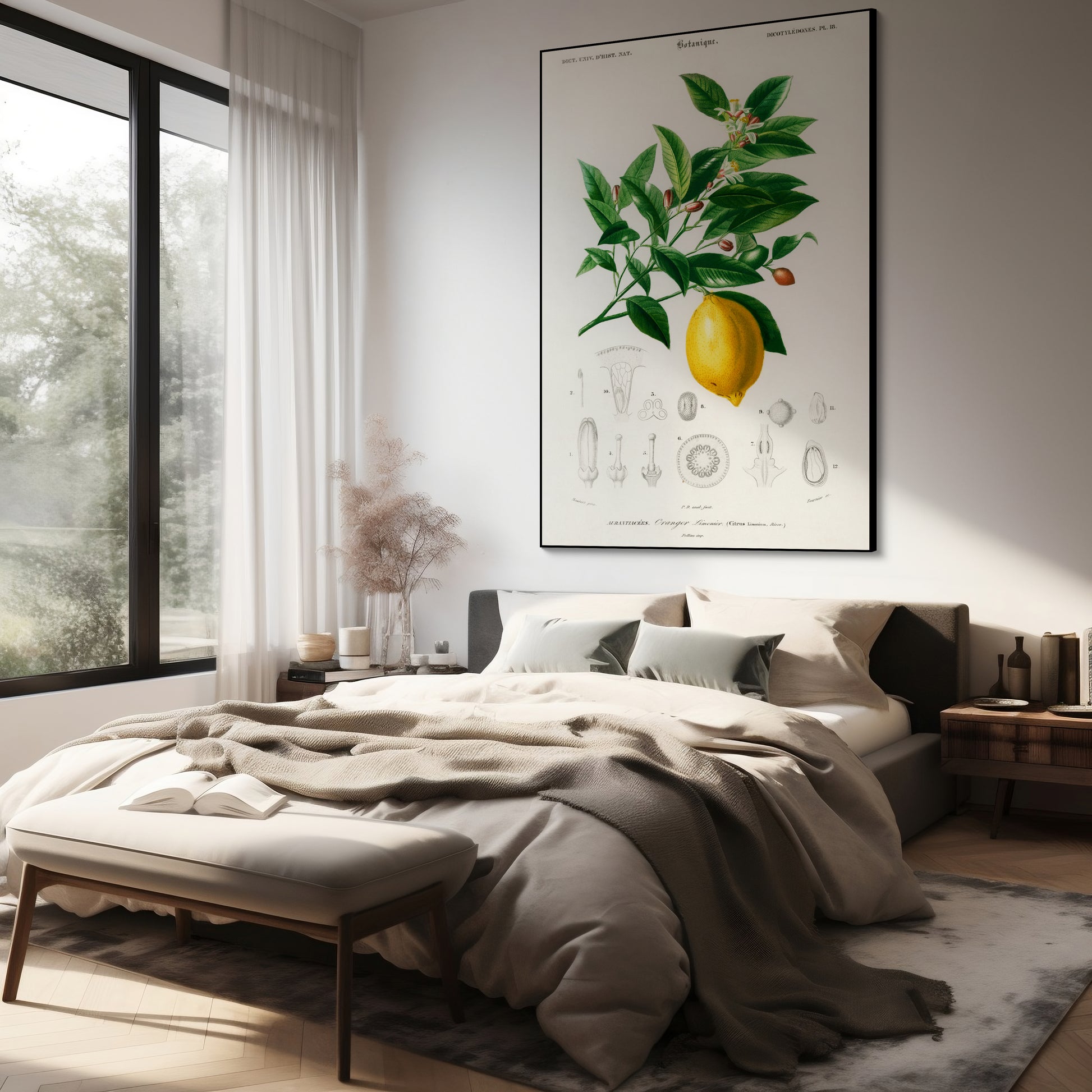 Akoestisch schilderij met Citroen illustratie D’Orbigny - Slaapkamer