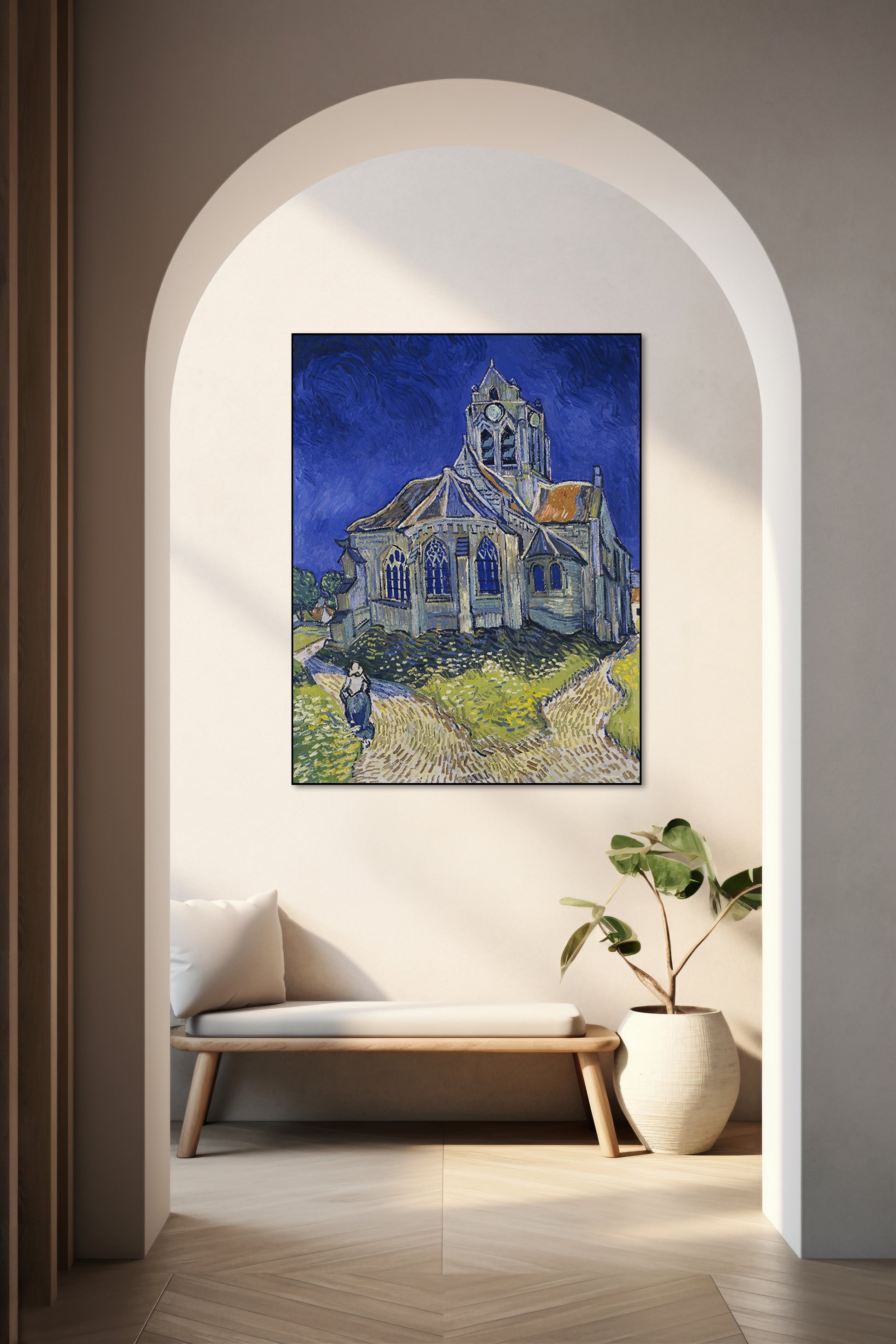 Akoestisch schilderij met De Kerk van Auvers - Vincent van Gogh- Hal