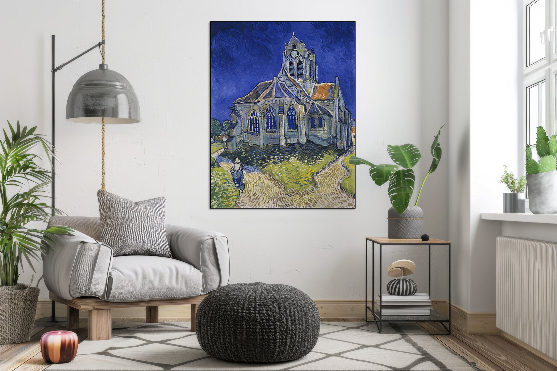 Akoestisch schilderij met De Kerk van Auvers - Vincent van Gogh- Woonkamer