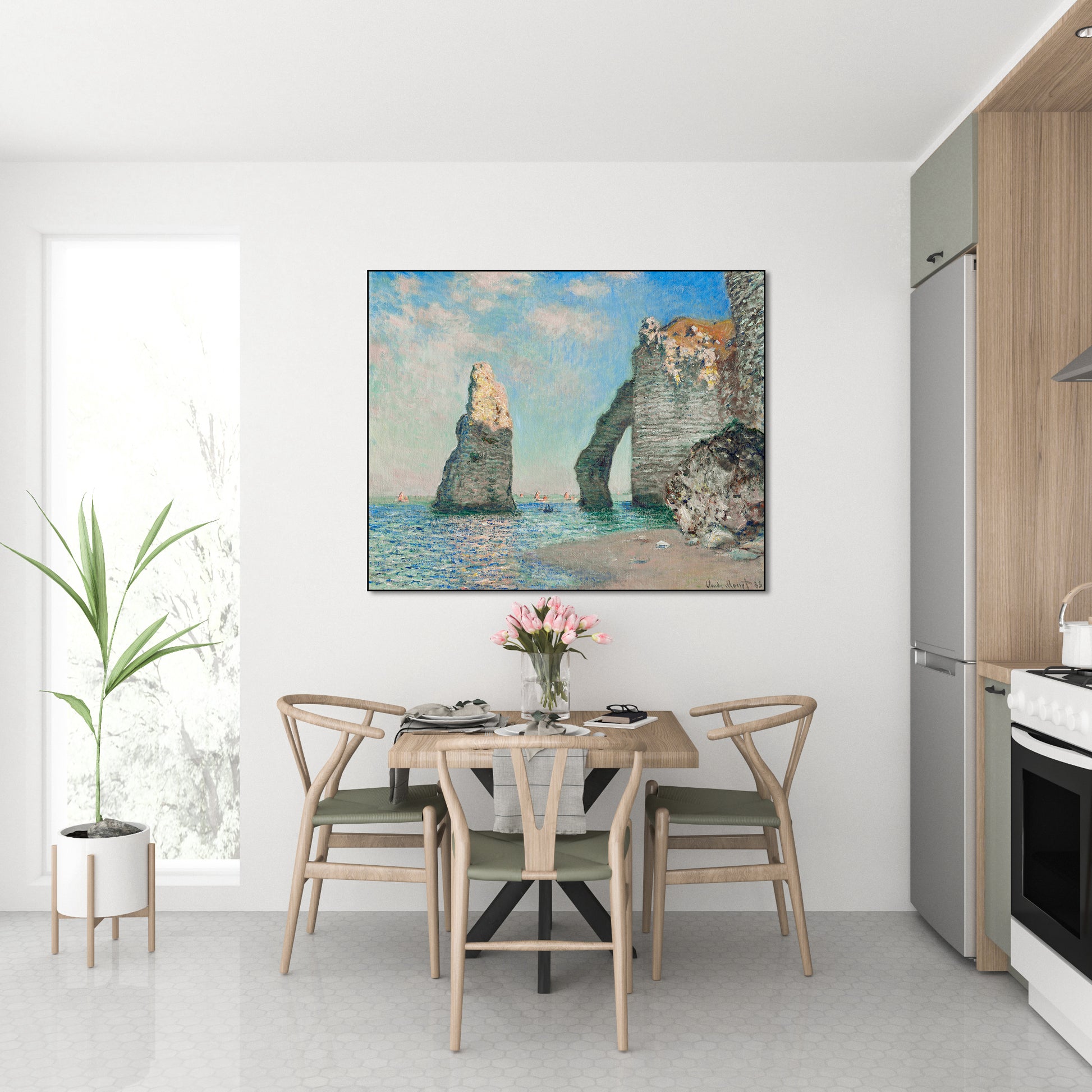 Akoestisch schilderij met De Kliffen van Étretat - Keuken