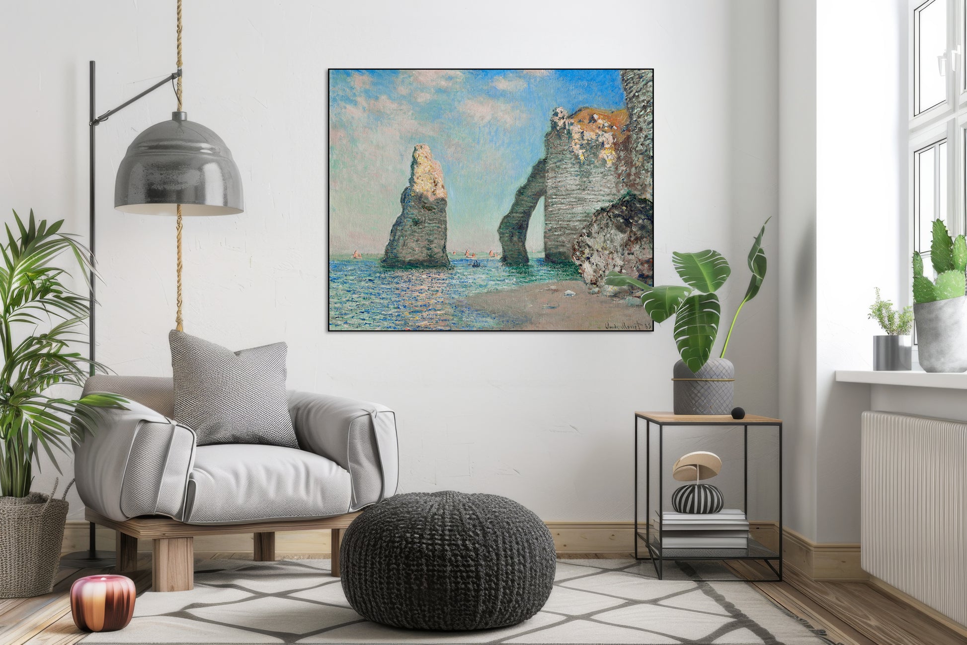 Akoestisch schilderij met De Kliffen van Étretat - Woonkamer