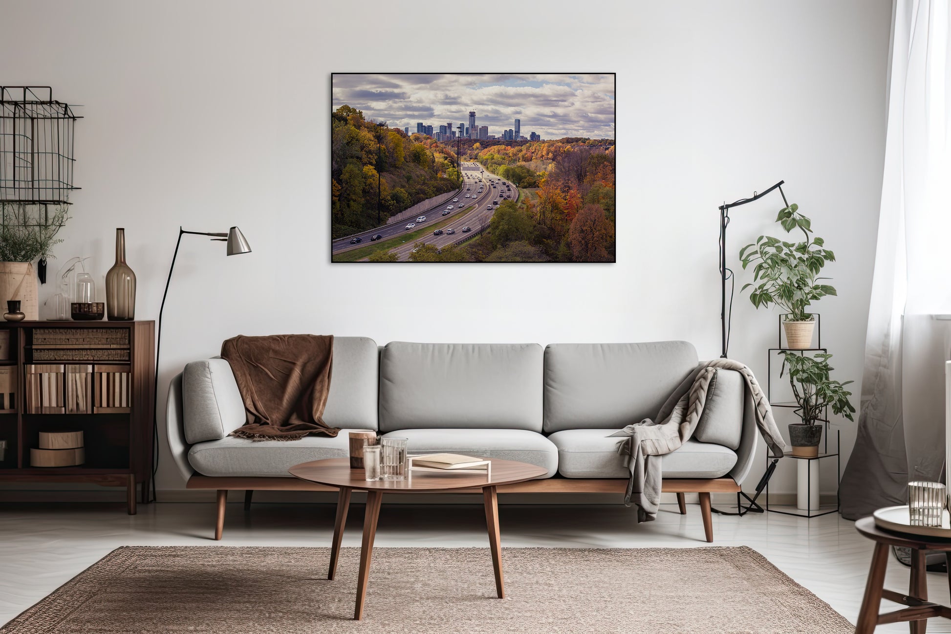 Akoestisch schilderij met Een herfstdag richting de stad - Woonkamer 2