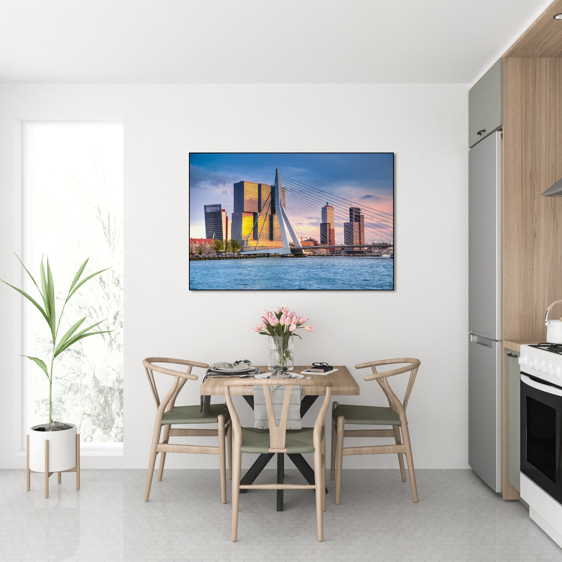 Akoestisch schilderij met Erasmusbrug Rotterdam - Keuken