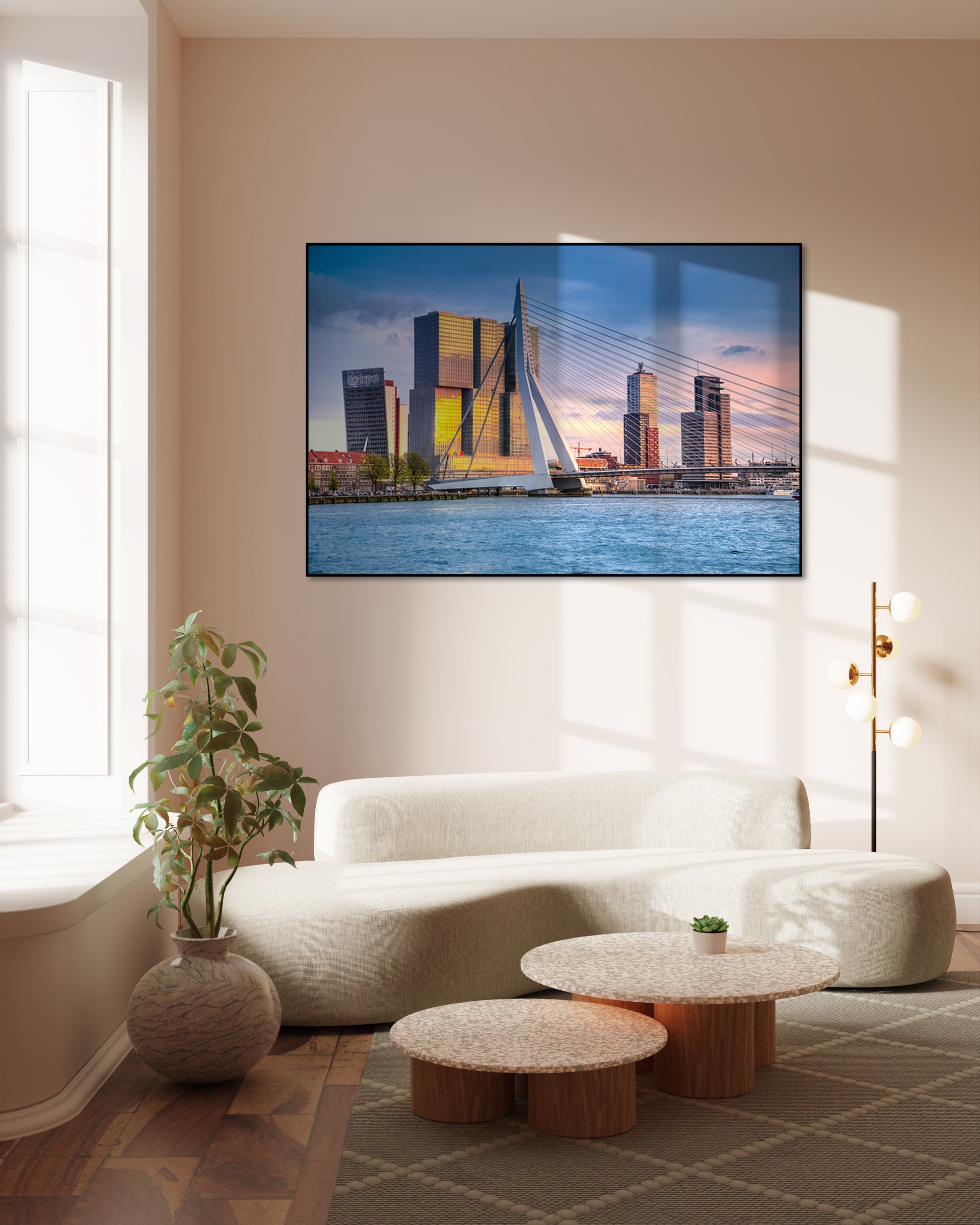 Akoestisch schilderij met Erasmusbrug Rotterdam - Woonkamer