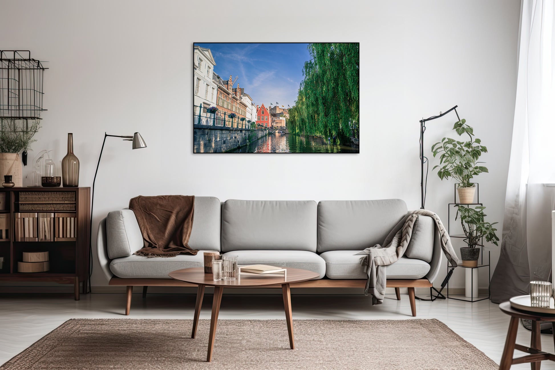 Akoestisch schilderij met Gentse kanaal – stadsfotografie - Woonkamer 3