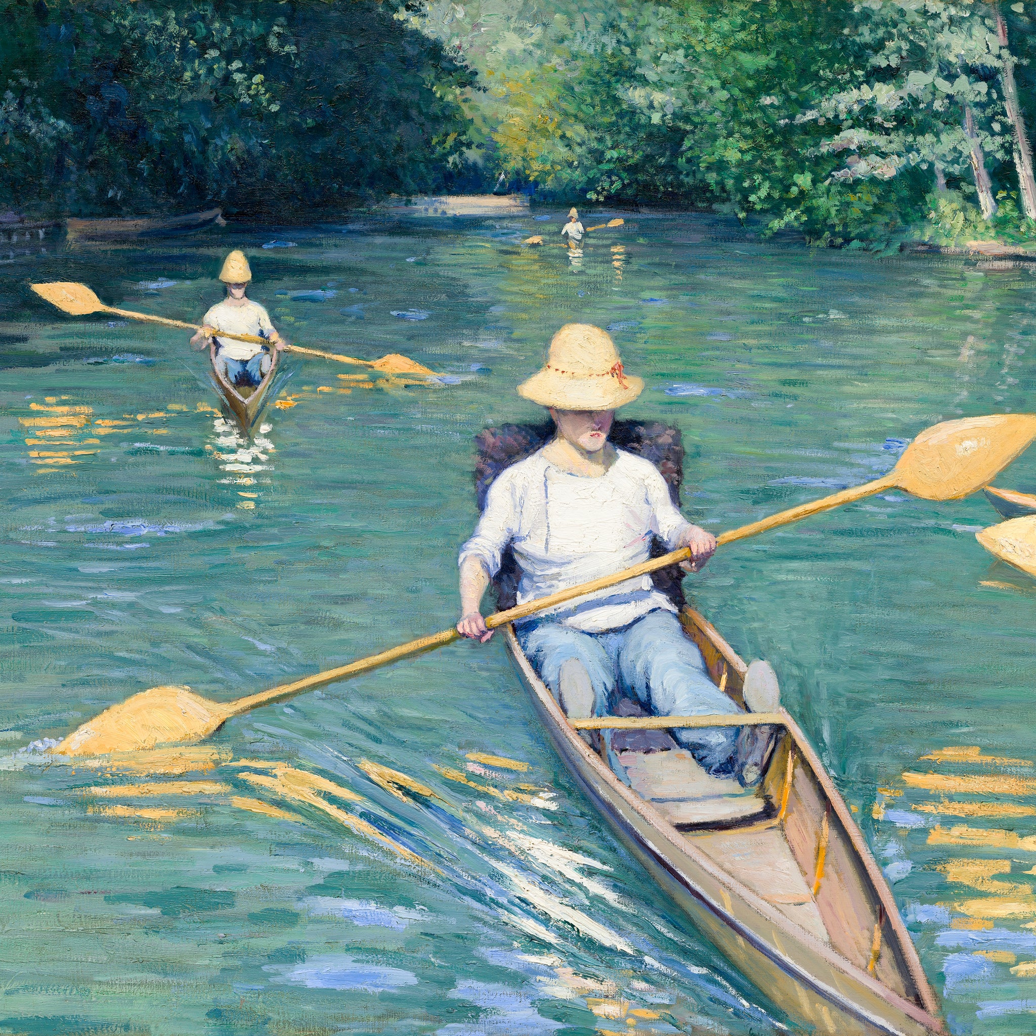 Geschilderde skiffs in de natuur