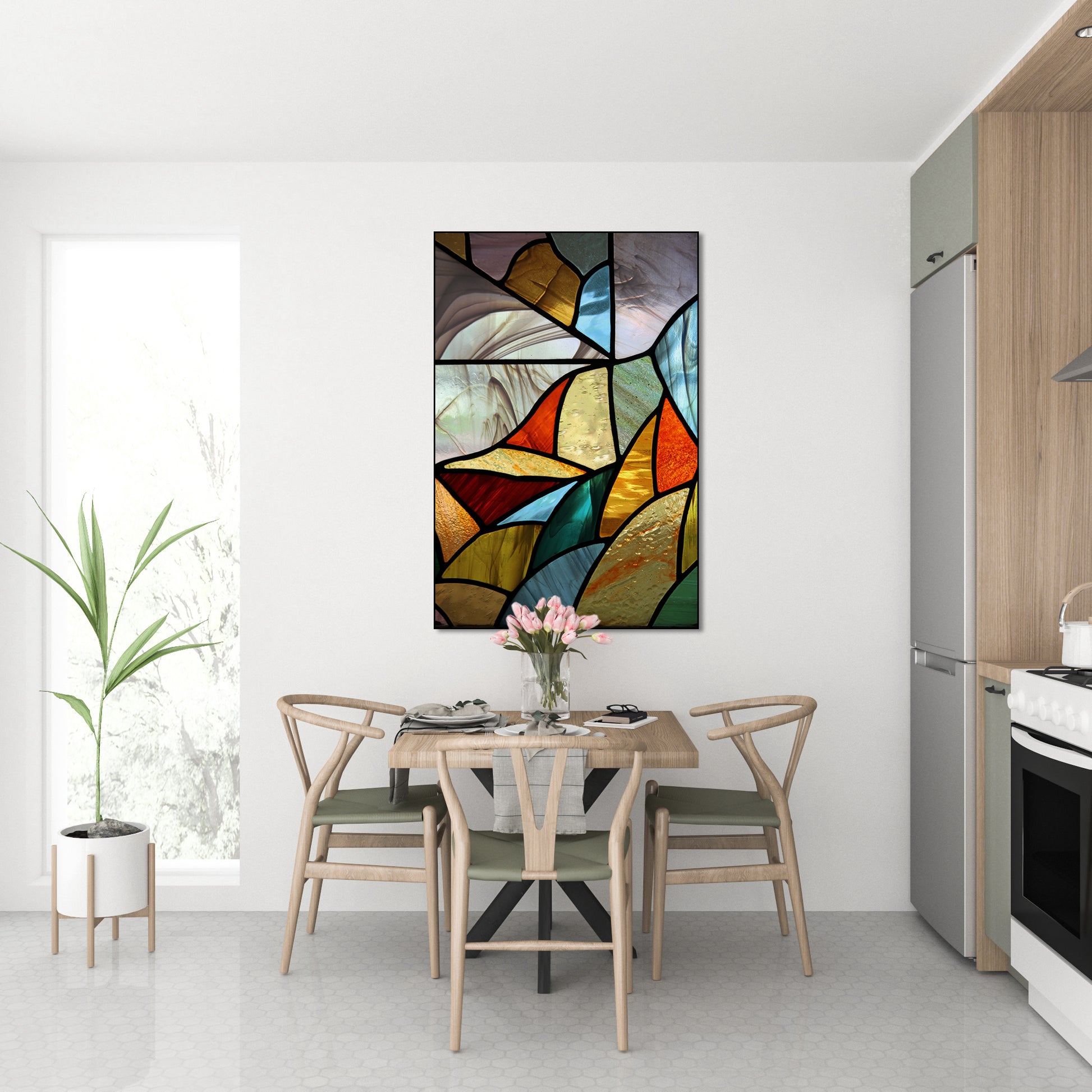 Akoestisch schilderij met Glas-in-Lood - Keuken
